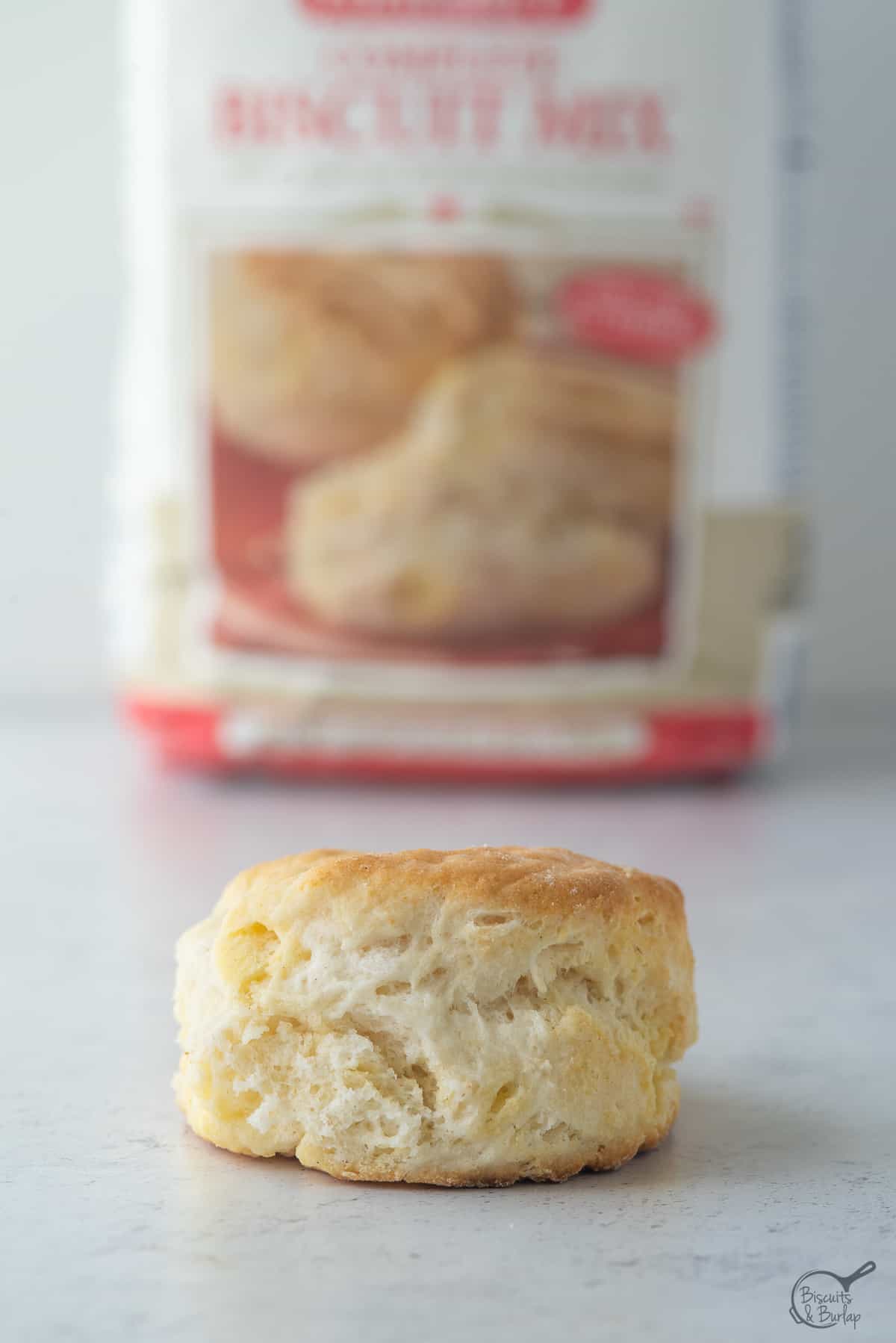 biscuit in front of southern biscuit mix