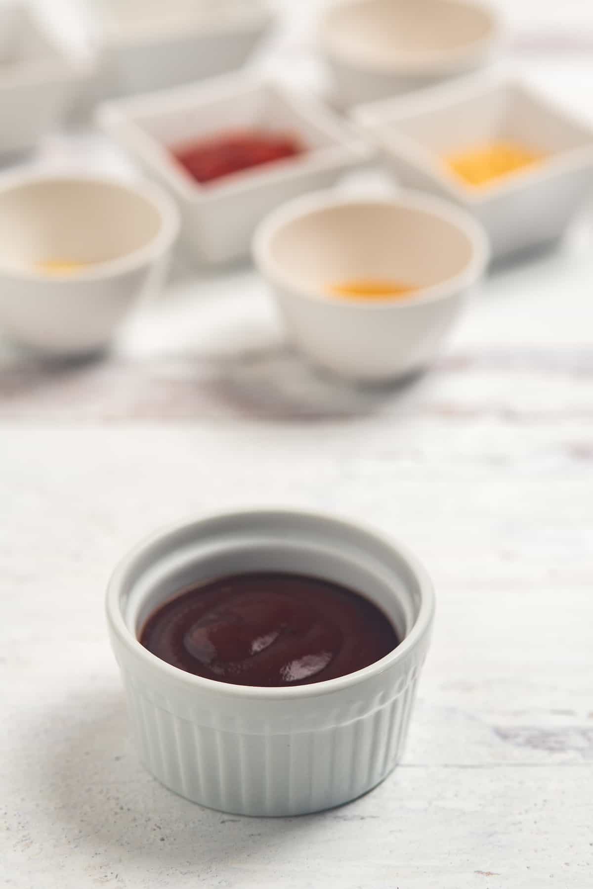 Bourbon Barbecue Sauce in White Ramekin