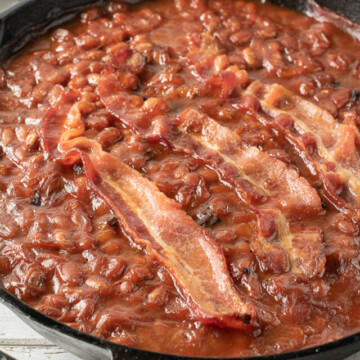 Baked Beans in Cast Iron Skillet.