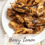 pin image of lemon pepper wings with honey.