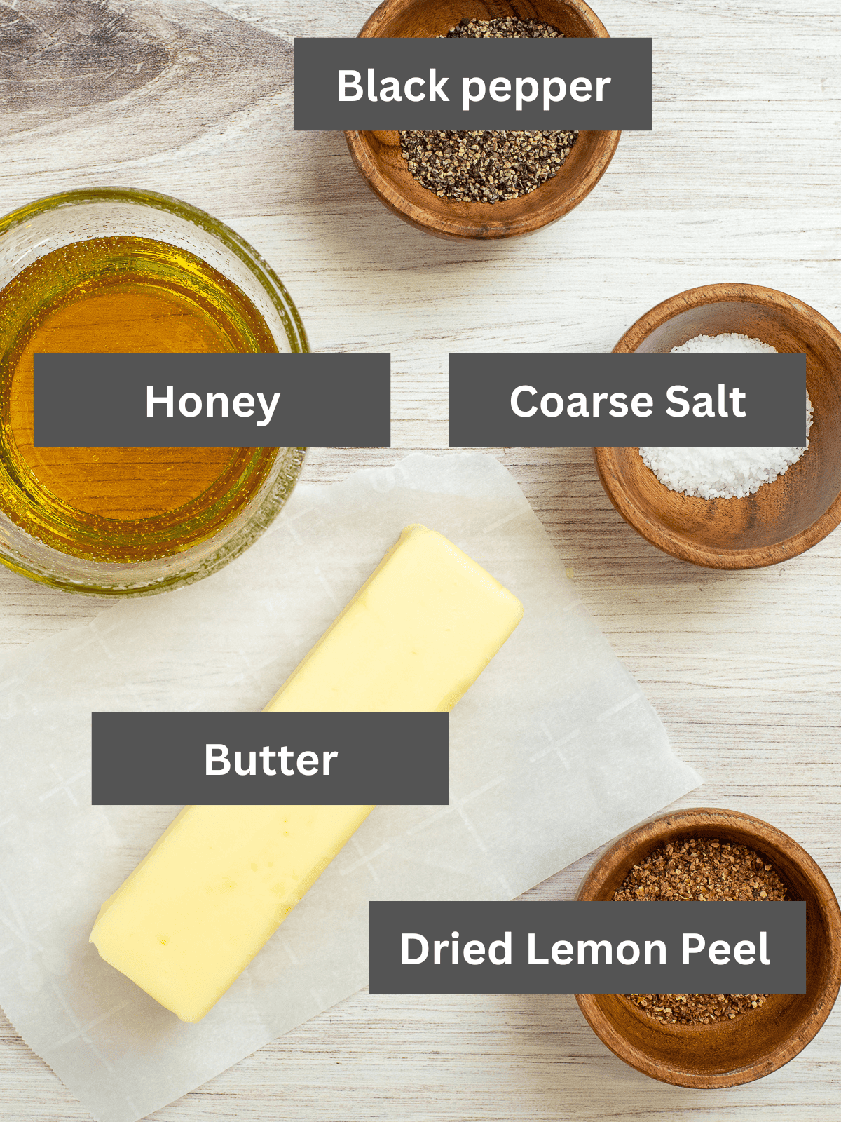 ingredients for lemon pepper wings. 