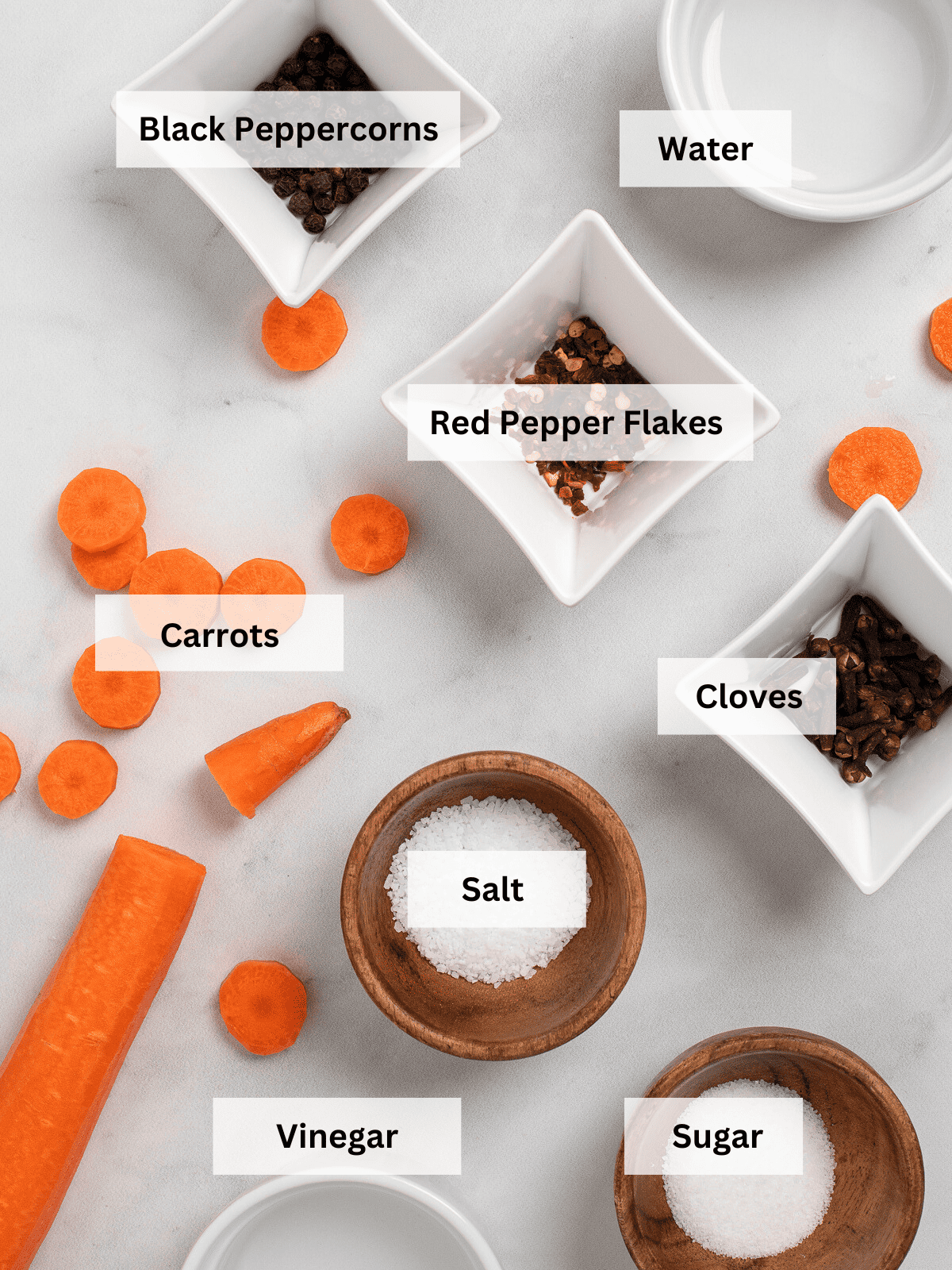 ingredients for quick pickled carrots
