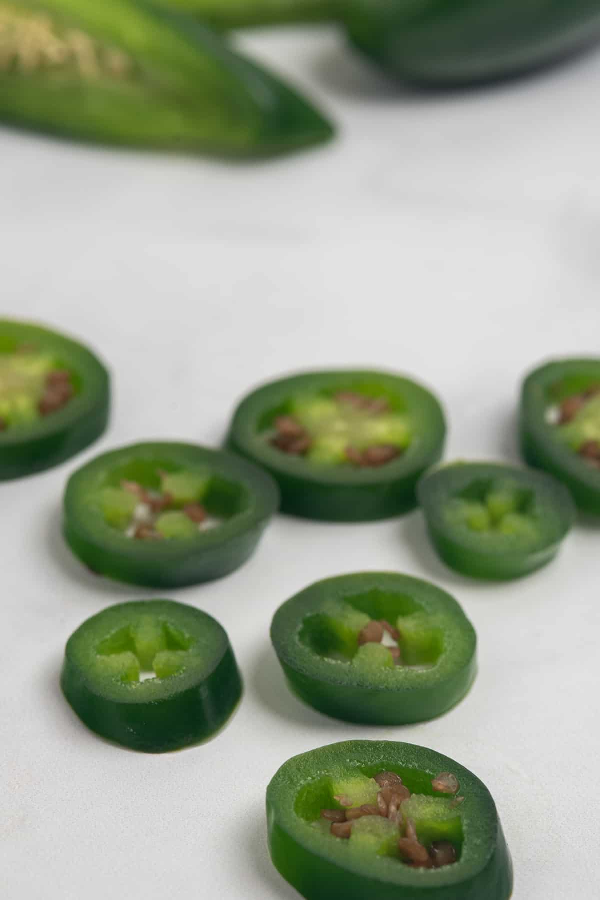 jalapeno slices that have been frozen.