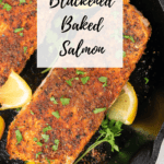 pin image of blackened baked salmon