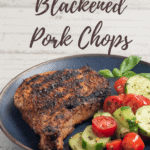 pin image for pork chops that have been blackened.