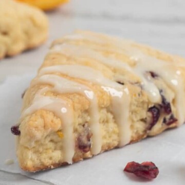 horizontal image of orange cranberry scones.