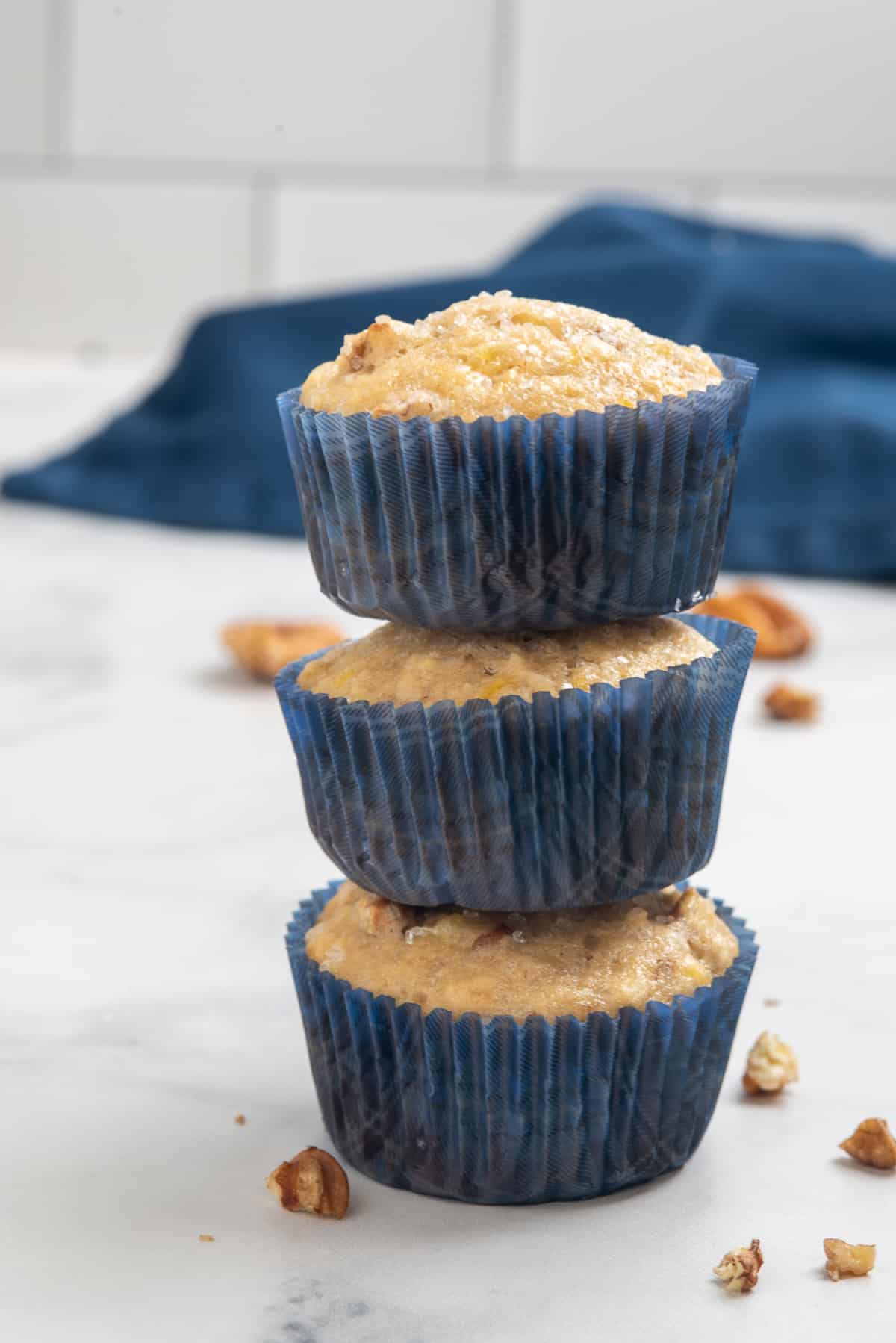 stack of 3 hummingbird muffins.