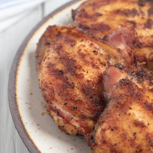 close up of smoked chicken thighs.