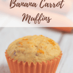 pin image of carrot banana muffins.