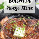 pin image for blackened ribeye steak.