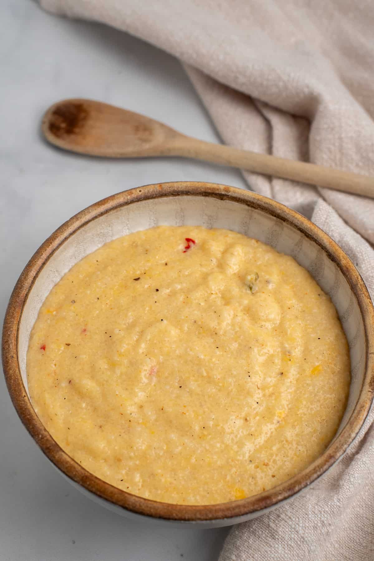 bowl of pimento cheese grits. 