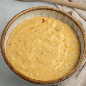 square image of pimento cheese grits.