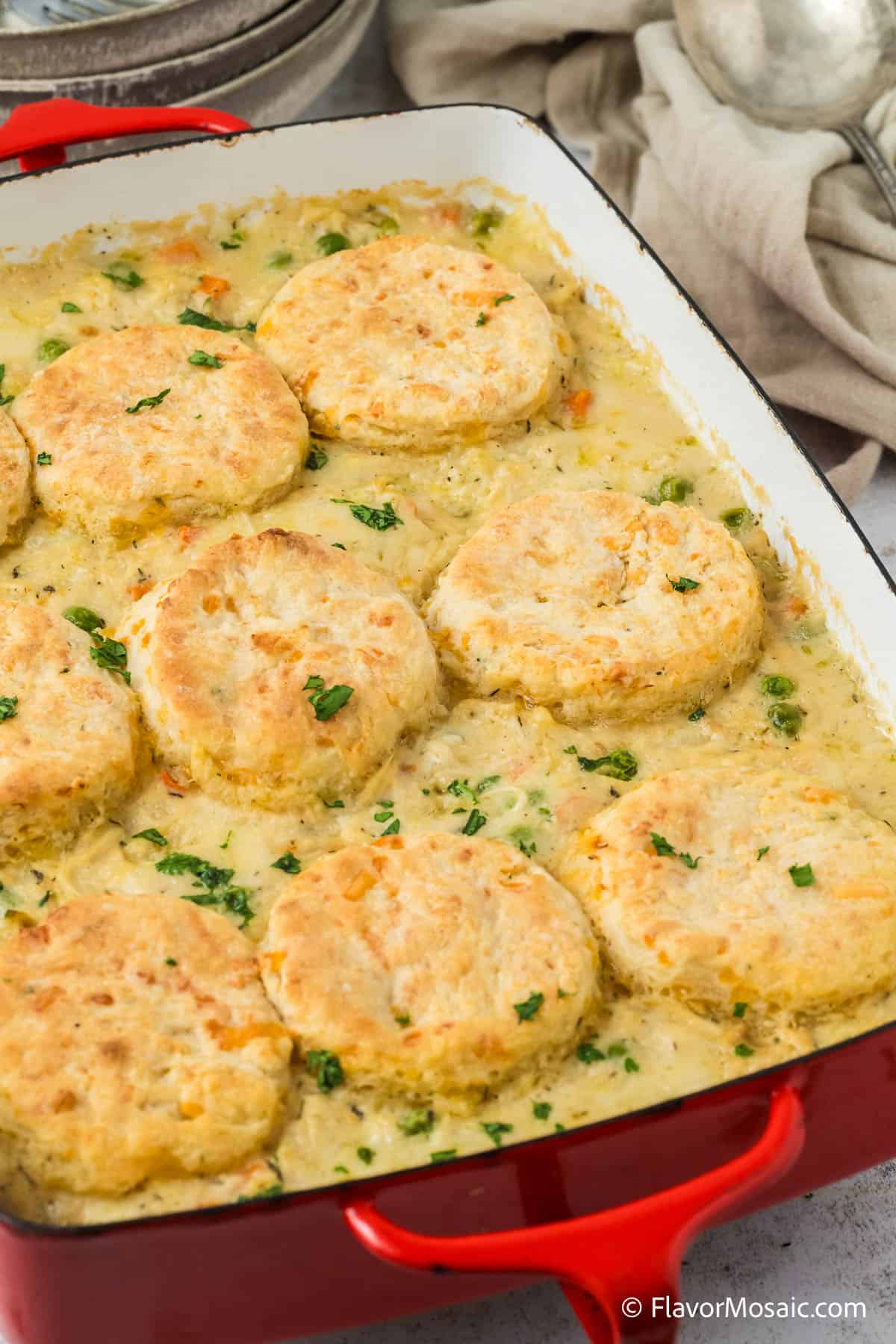 Creamed Chicken and Biscuits Casserole