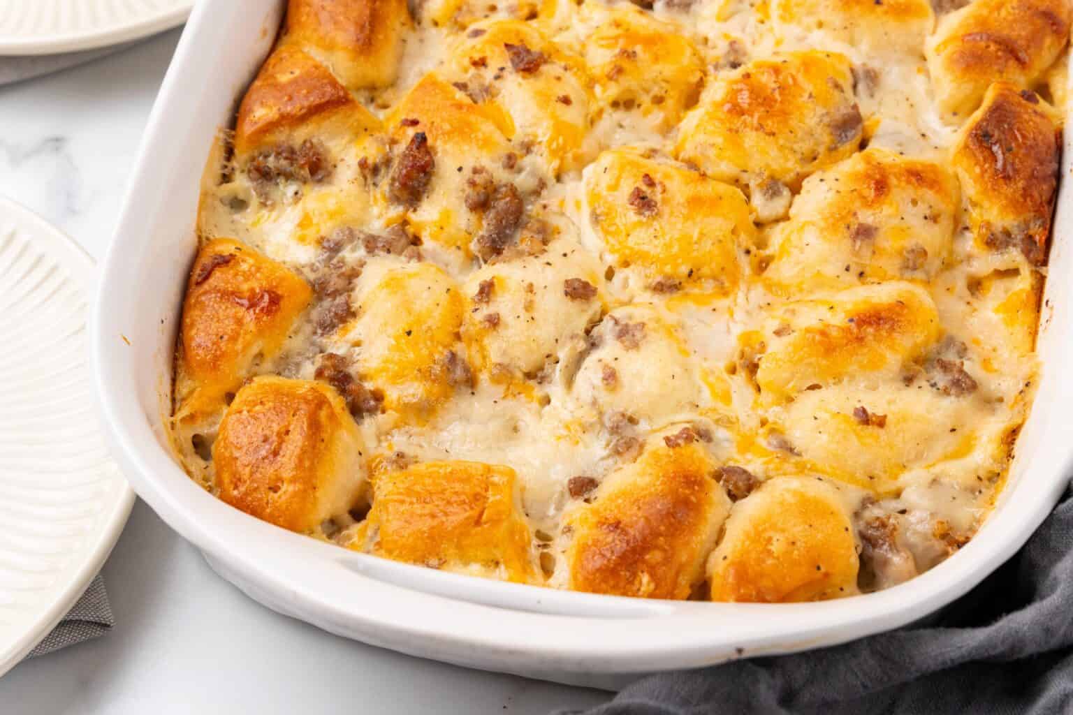 Biscuits and Gravy Breakfast Casserole