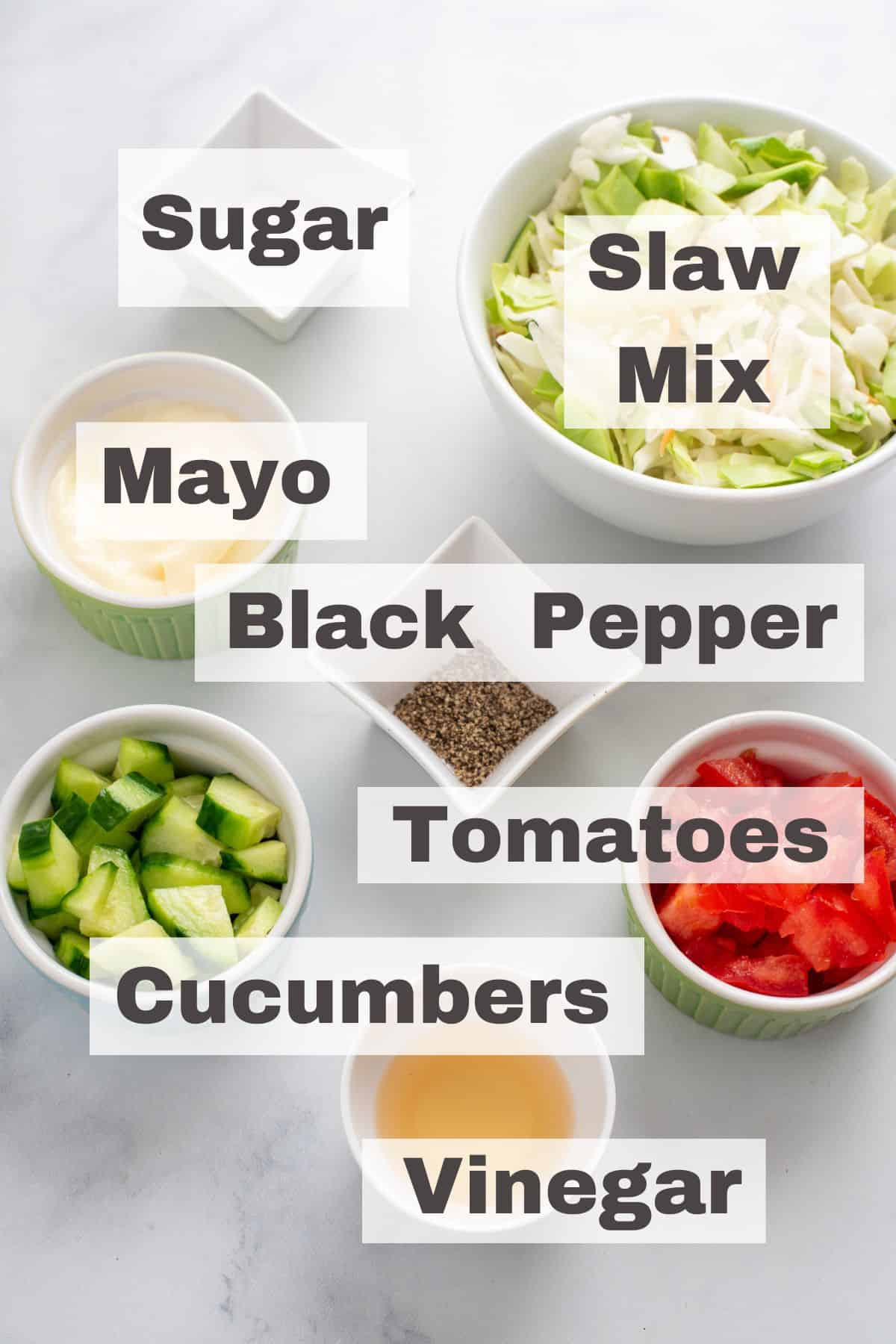 ingredients for summer slaw. 