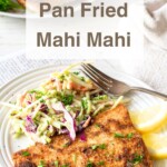 pin image of pan fried mahi mahi