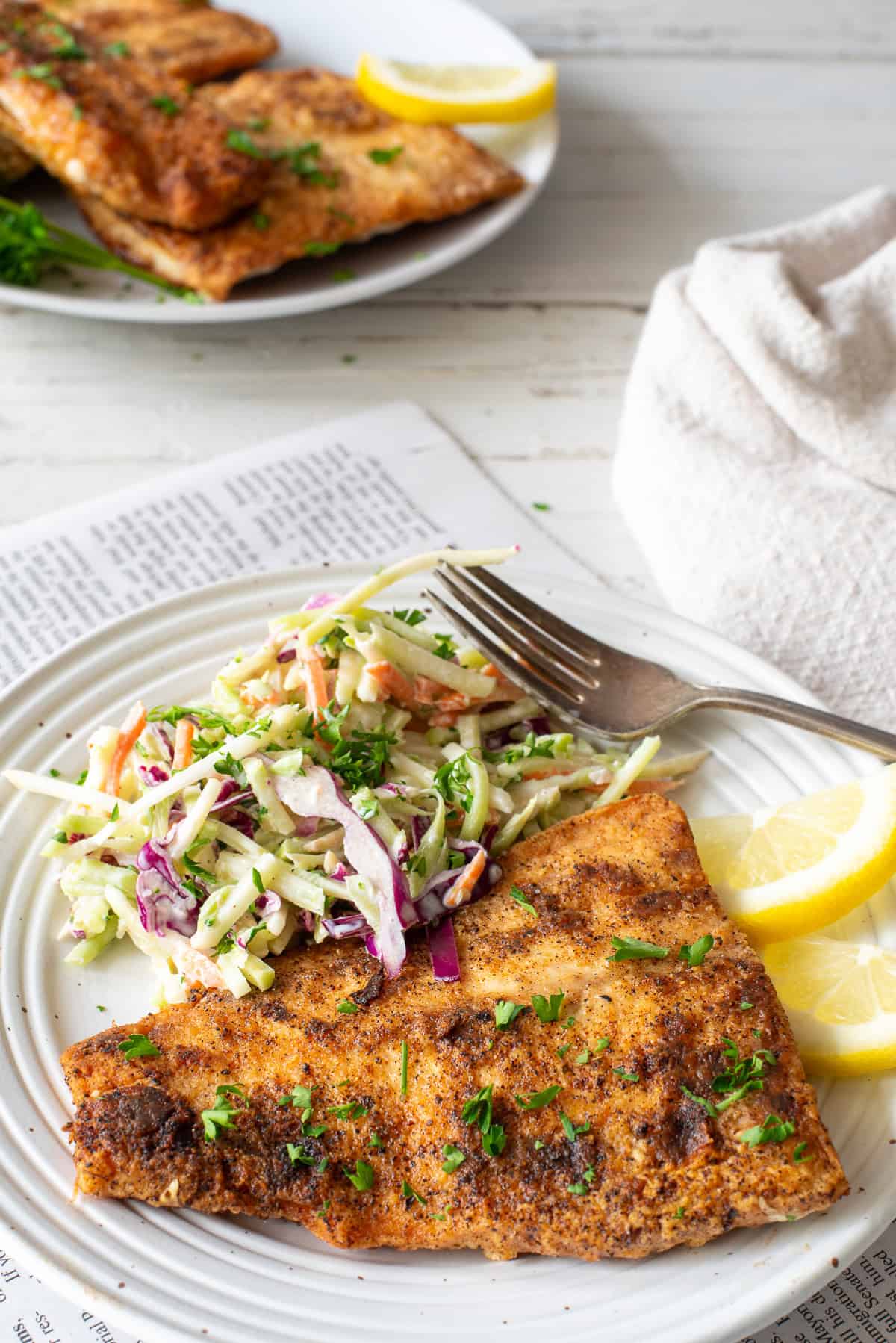plate of mahi with slaw.