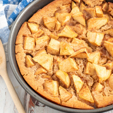 square image of apple cobbler with bisquick.