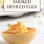 pin image for smoked deviled eggs.