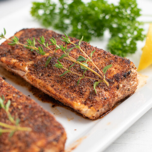close up of blackened grouper.