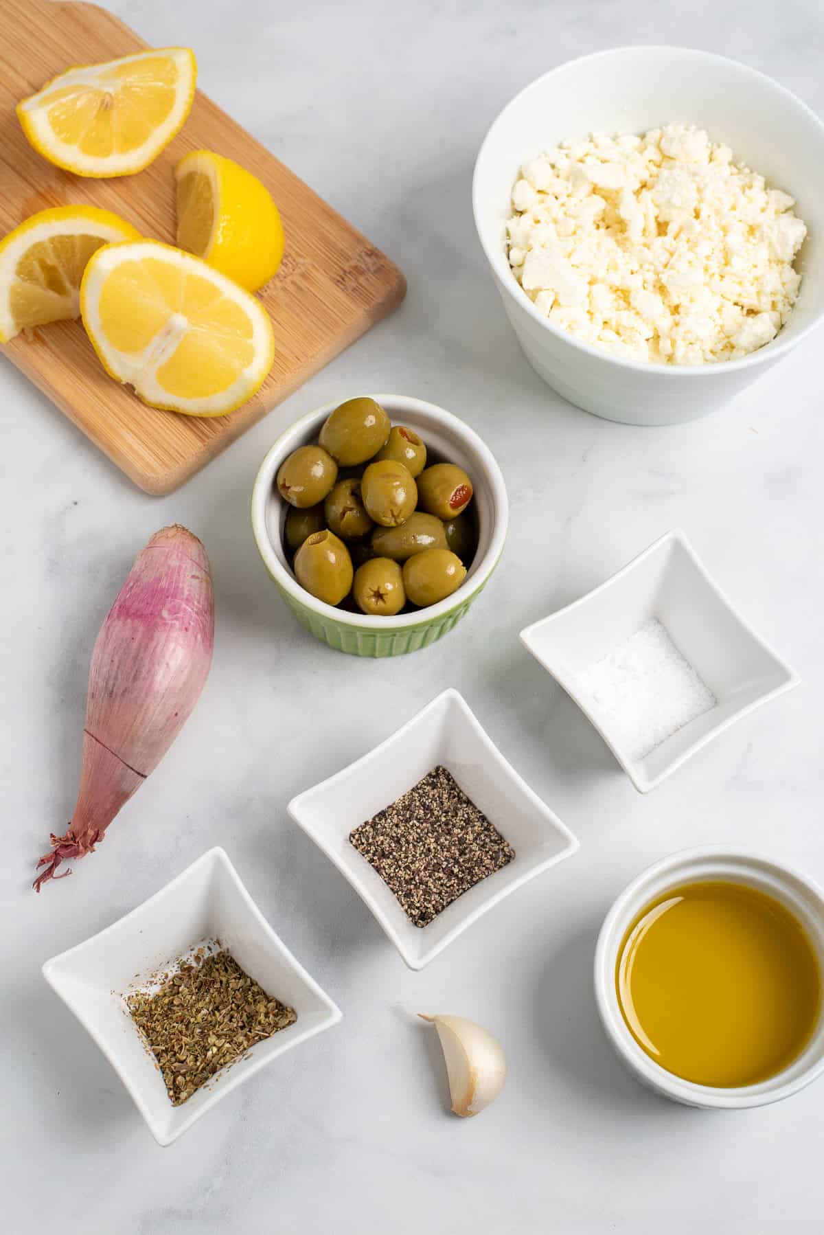 Ingredients needed for baked chicken with feta