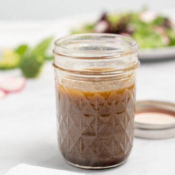jar of balsamic basil vinaigrette