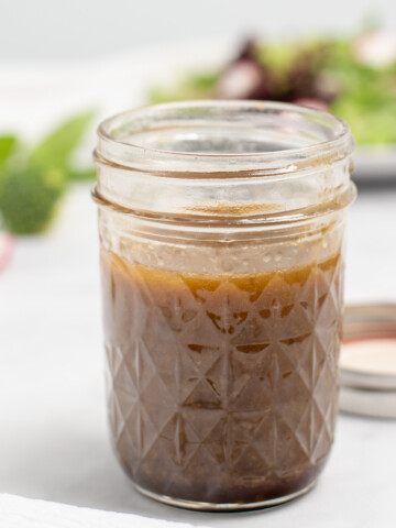 jar of balsamic basil vinaigrette