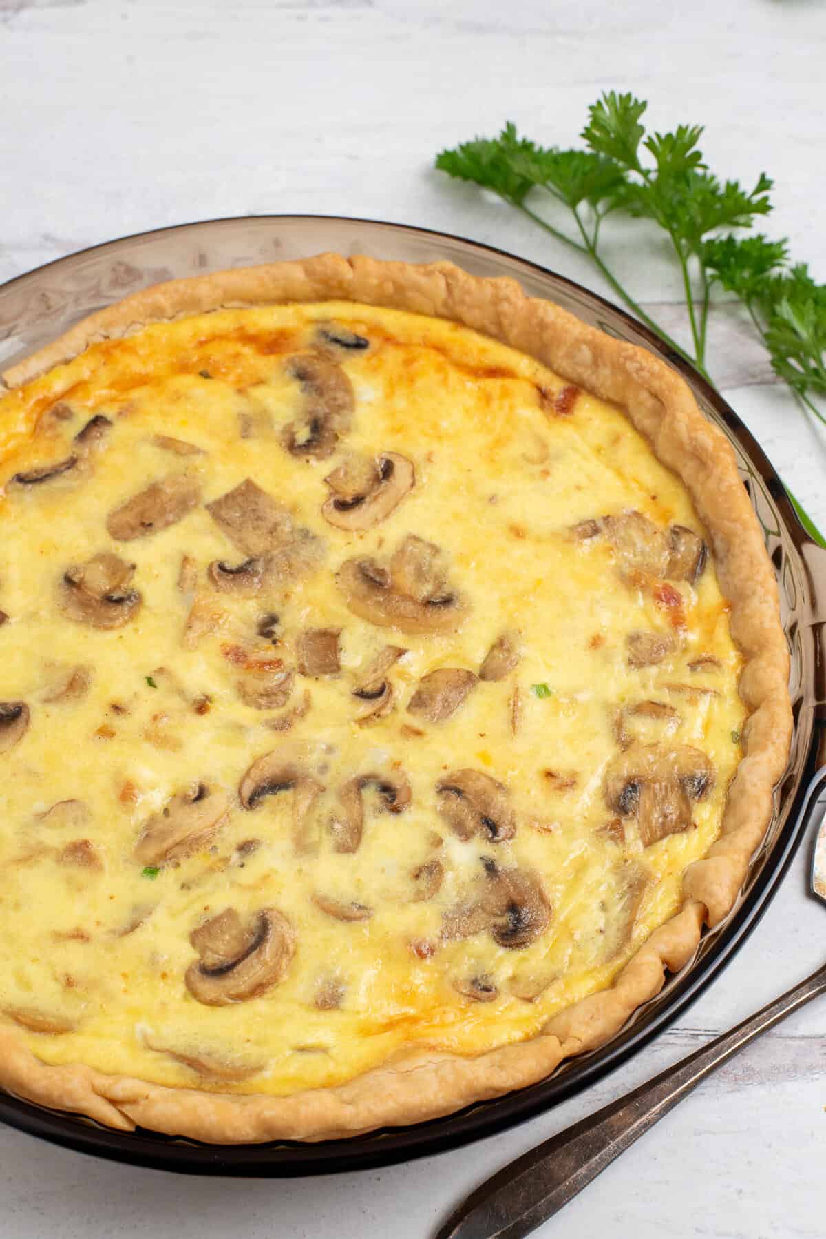 mushroom and bacon quiche.