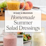Pin collage of homemade summer salad dressings.