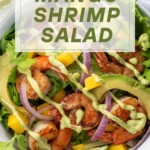 Mango Shrimp Salad in a with the recipe title in a text overlay.