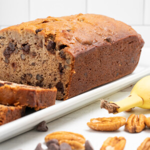 banana nut bread with chocolate chips.